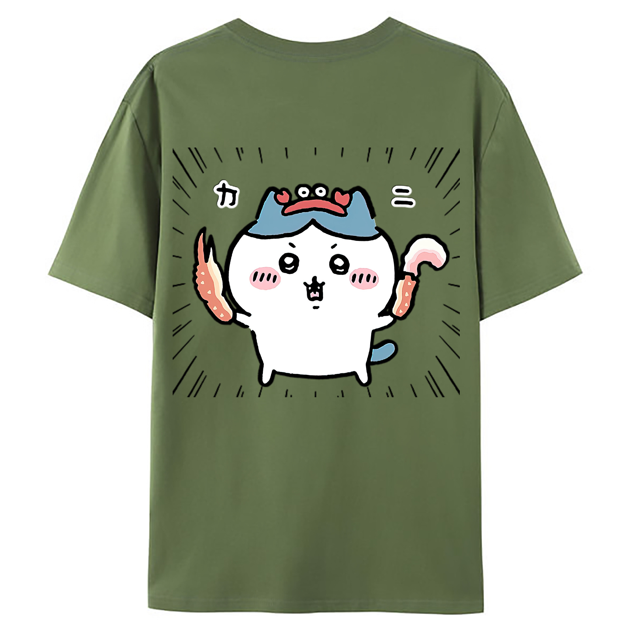 （画像用） ちいかわ ハチワレ Chii-kawa hachiware 綿100％ メンズ半袖Tシャツ（バックプリント） 通気性